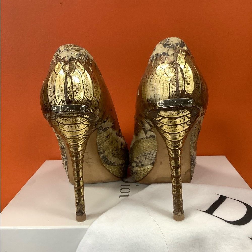 Dior Python Peep Toe Pumps - image 4
